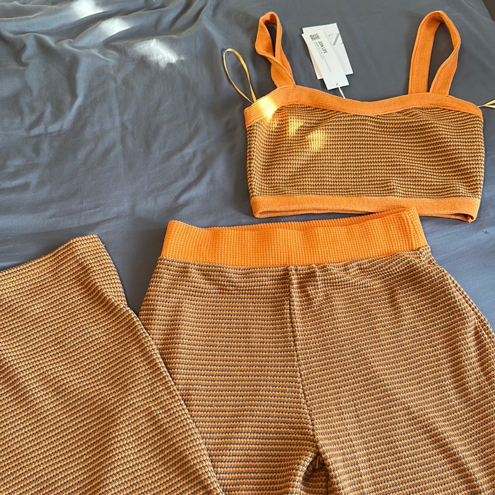 Orange knitted two piece set